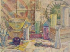A large framed and glazed lithograph, still life. H.82 W.100cm