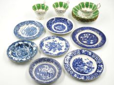 WITHDRAWN - A 19th century hand decorated part tea service along with a collection of blue and white