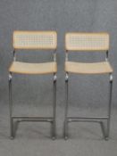 A pair of Marcel Breuer style Cesca counter stools. H.98cm. (each).