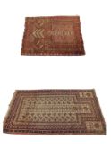 Two Persian prayer rugs. L.87 W.63cm and L.150 W.92