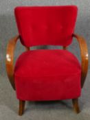 A vintage beech framed armchair. H.71cm.