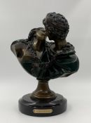 After Houdon, bronze figure group; Le Baisser Donne, signed. H.37cm