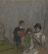 Horace Mann Livens (1862-1936), pencil and watercolour; The Artists Wife and Children, labels to