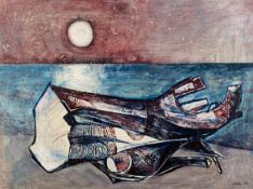 Roy Ostle, oil on board, Bron Ogwen, Bangor, North Wales. Signed and dated. H.99 W.130cm