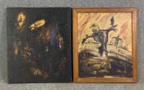 Two oils on canvas, abstract studies. H.70 W.60cm (largest)