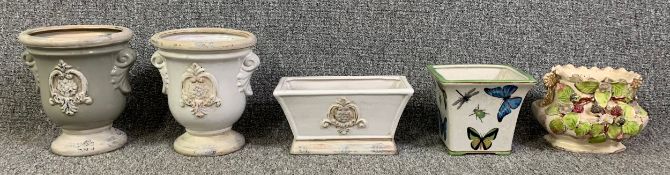 A miscellaneous collection of decorative planters. H.20cm (largest)