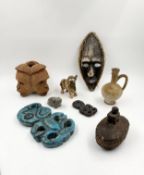Various African and South American items to include a Roman style ewer. H.29cm (largest)