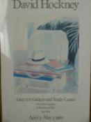 A David Hockney exhibition poster: Grey Art Gallery, New York, April 3 - May 3, 1980. Framed and