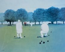 Janet Ledger 'Bowling in the Park' signed artist's proof lithograph. H.41 W.51cm