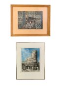 Meg Dutton 'Cat on a Mat' ed.7/75 unsigned hand coloured etching with notes to reverse. Eduardo