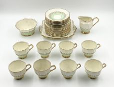 A late 19th century Tuscan China hand painted and gilt tea service, marked to base. W.23cm (largest)