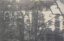 Alex Veness, British (1965-), a signed and dated 94 monotype print of a house with trees in a