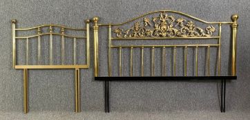 Two Victorian style brass headboards. H.123 W.168cm (largest)