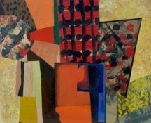 Peter Manzaroli, mixed media abstract study on card, signed. H.57 W.64cm
