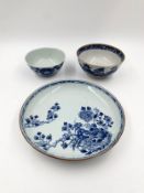 A collection of Chinese blue and white porcelain. One with a four character mark to base. Dia.