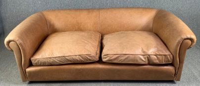A large contemporary three to four seater Conran sofa upholstered in leather. H.80 W.228 D.121cm