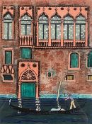 'Venice 1', a limited edition hand coloured etching by Jill Waldon. Signed and dated. H.54 W.43cm