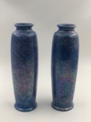 A pair of early 20th century Ruskin lustre pottery vases with impressed mark to base. H.26cm.