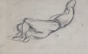 Jean Marchand (1894-1988), a charcoal nude study, notes to the reverse. H.41 W.56cm