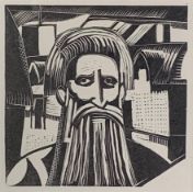 After John Nash, woodblock print portrait study, Thesiger Crowne, the mason, illustration from