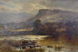 John Steeple (1823-1887), oil on canvas; A Shallow Stream, Betws-y-Coed, signed and dated 1880. H.60