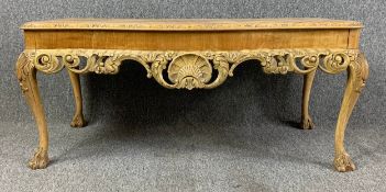 A mid century carved walnut Epstein coffee table. H.48 W.110 D.56cm