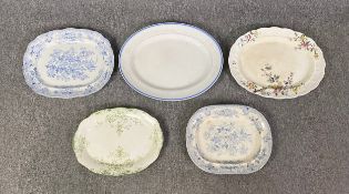 A collection of five 19th century and later ceramic chargers. To include Wedgwood and two Asiatic