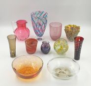 A collection of art glass. Two hand made Liam Carey, one Langham England and others indistinctly