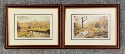 Two framed and glazed lithographs, Gone Fishin' and Rounding up the Strays. H.37 W.47cm (each)