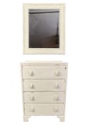 A mid century distressed painted Art Deco style chest of drawers, along with a contemporary