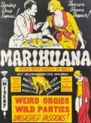A vintage framed Marihuana poster to promote the 1936 Dwain Esper film. H.114 W.82cm