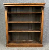 A mid 19th century mahogany veneered dwarf open bookcase. H.120 W.106 D.27cm