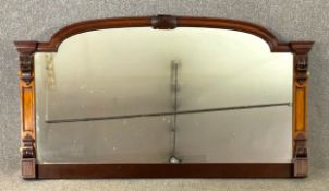 A 19th century mahogany overmantel mirror. H.97 W.169 D.10cm (Converted from a sideboard mirror).