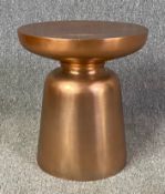A West Elm Martini side table in copper coloured aluminium. H.43cm
