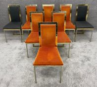 A set of eight 1970's vintage Romeo Rega dining chairs in brass and chrome. H.95cm (each)