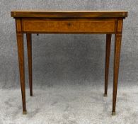 A 19th century French card table converting to writing and dressing table with fitted secretaire