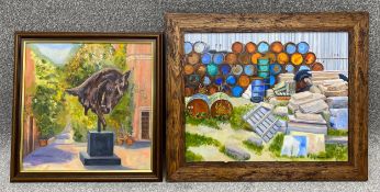 Two signed contemporary acrylics on canvas by Madeline Clarke. Both framed. H.52 W.62cm (largest)