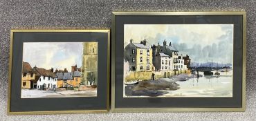 John Tookey (b.1947), two framed and glazed pen and watercolours, signed, framed and glazed. H.47