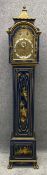 An early to mid 20th century Chinoiserie lacquered hand decorated Georgian style longcase clock with