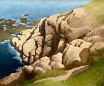 A signed impressionist style oil on board 'The Headland', by Vivian Bewick. H.57 W.67cm