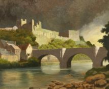 A signed impressionist style oil on board 'Storm at Midnight: Richmond Castle' by Vivian Bewick in a