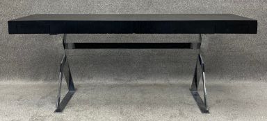 A contemporary Maxalto Simplice writing desk in oak and stainless steel by Antonio Citterio for B&