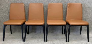 A set of four contemporary brown leather dining chairs by BoConcept. H.87cm (each)