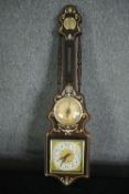A mid 20th century continental inlaid barometer. L.89cm. (largest).