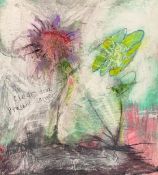 A mixed media painting by Harry Adams (STOT21stCPlanB) with title to reverse. Unsigned. H.44 W.40cm