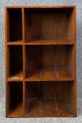 A mid century oak open bookcase. H.74 W.47 D.25cm