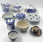 A miscellaneous collection of blue and white porcelain to include a hand painted 19th century