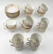 A collection of 19th century hand decorated porcelain cups and saucers; comprising 9 saucers and