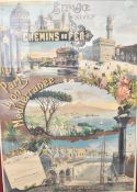 A vintage framed Chemins de Fer travel poster. H.112 W.89cm