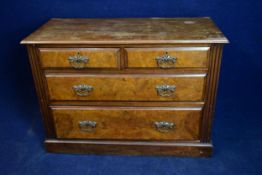 A Victorian walnut chest of drawers. H.77 W.109cm